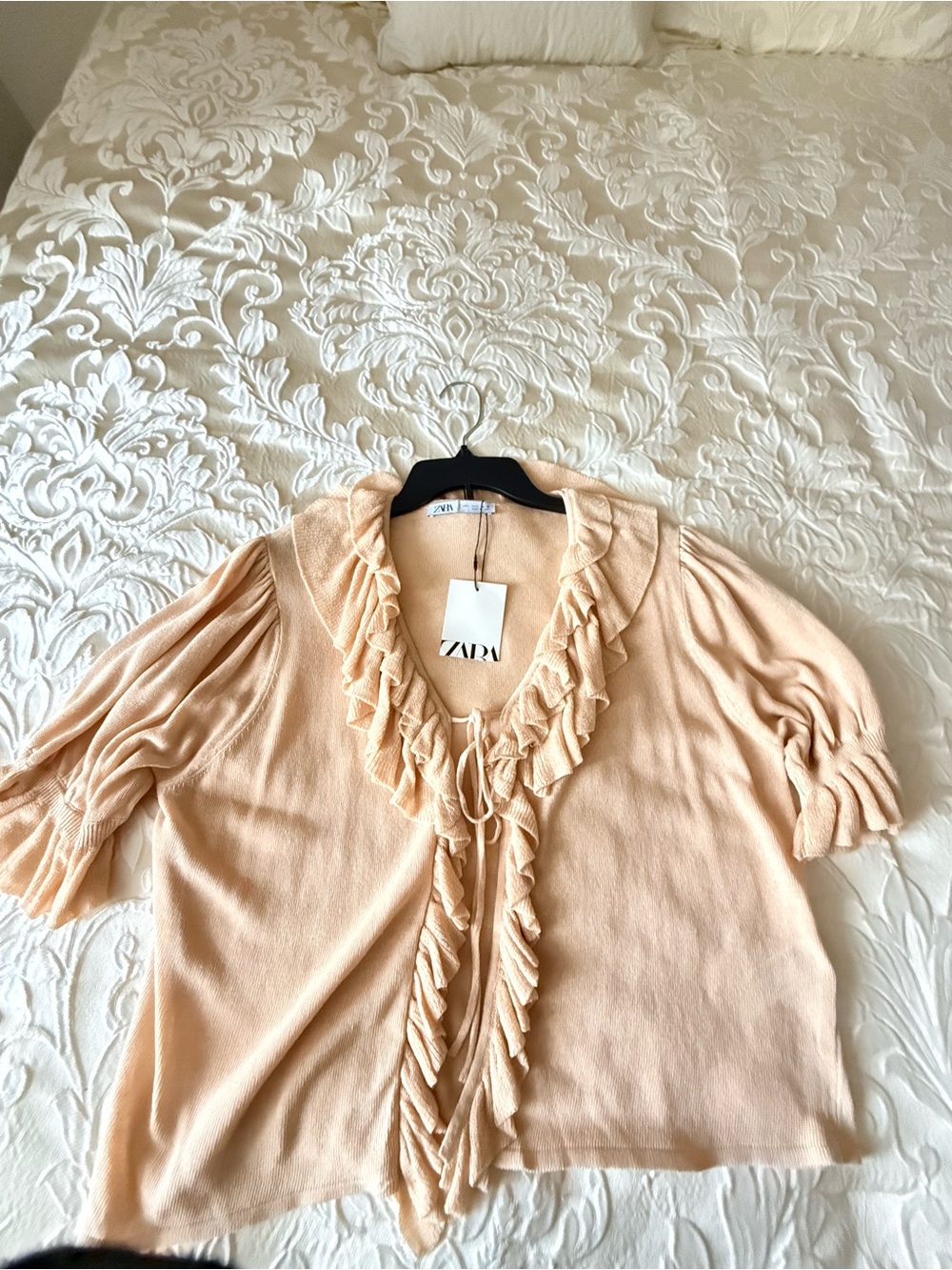 Zara Ruffled Knit Cardigan US L - Picture 7 of 7